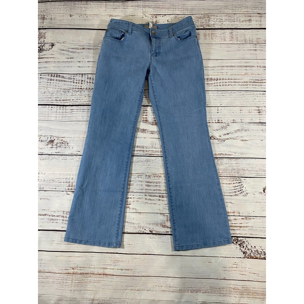 Chico's Blue Jeans Womens 0 Denim Cotton Stretch Medium Wash Straight Leg Preppy